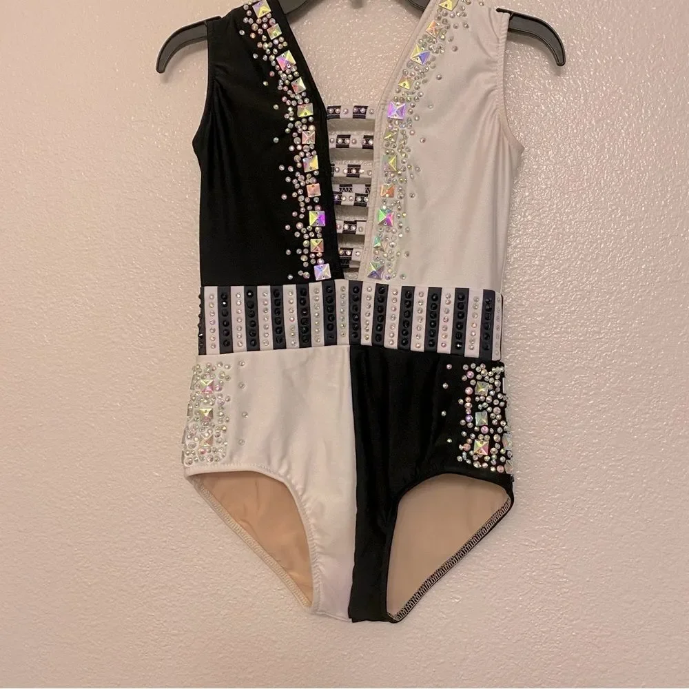 Glamour XLA Adult Black White Dance Costume Competition Solo Jazz Contemporary